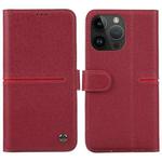 For iPhone 14 Pro Max GEBEI Top-grain Horizontal Flip Leather Phone Case(Wine Red)