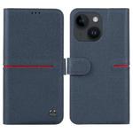 For iPhone 14 Plus GEBEI Top-grain Horizontal Flip Leather Phone Case(Blue)