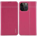For iPhone 14 Pro Max GEBEI Top-grain Horizontal Flip Leather Phone Case(Rose Red)