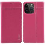 For iPhone 14 Pro GEBEI Top-grain Horizontal Flip Leather Phone Case(Rose Red)