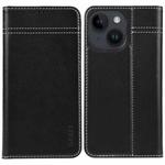For iPhone 14 GEBEI Top-grain Horizontal Flip Leather Phone Case(Black)