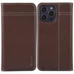 For iPhone 13 Pro Max GEBEI Top-grain Horizontal Flip Leather Phone Case(Brown)