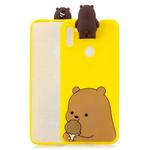 For Galaxy A11 Cartoon Shockproof TPU Protective Case with Holder(Bracket Brown Bear)