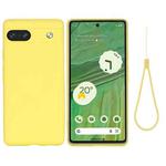 For Google Pixel 7a Pure Color Liquid Silicone Shockproof Phone Case(Yellow)