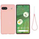 For Google Pixel 7a Pure Color Liquid Silicone Shockproof Phone Case(Pink)