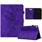 For Samsung Galaxy A7 Lite T220 / T225 Peony Butterfly Embossed Leather Tablet Case(Purple)