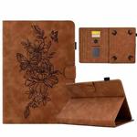 For 7 inch Tablets Peony Butterfly Embossed Leather Tablet Case(Brown)