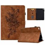 Peony Butterfly Embossed Leather Smart Tablet Case For iPad Air / Air 2 / 9.7 2017 / 9.7 2018(Brown)