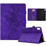 Peony Butterfly Embossed Leather Smart Tablet Case For iPad mini 6(Purple)
