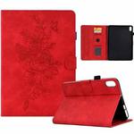 Peony Butterfly Embossed Leather Smart Tablet Case For iPad mini 6(Red)