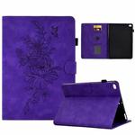 Peony Butterfly Embossed Leather Smart Tablet Case For iPad mini 5 / 4 / 3 / 2 / 1(Purple)