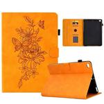 Peony Butterfly Embossed Leather Smart Tablet Case For iPad mini 5 / 4 / 3 / 2 / 1(Khaki)