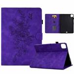 Peony Butterfly Embossed Leather Smart Tablet Case For iPad Pro 11 2020/2018 / Air 10.9 2020(Purple)