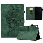 For Amazon Kindle Fire HD8 2018/2017/2016 Peony Butterfly Embossed Leather Smart Tablet Case(Green)