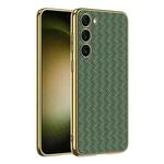 For Samsung Galaxy S23+ 5G GKK Weave Texture Electroplating PU Protective Phone Case(Green)