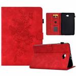 For Samsung Galaxy Tab A 10.1 2016 T580 Peony Butterfly Embossed Leather Smart Tablet Case(Red)