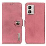For Motorola Moto G53 5G KHAZNEH Cowhide Texture Flip Leather Phone Case(Pink)