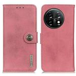 For OnePlus 11 5G KHAZNEH Cowhide Texture Flip Leather Phone Case(Pink)