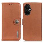For OnePlus Nord CE 3 Lite KHAZNEH Cowhide Texture Flip Leather Phone Case(Brown)