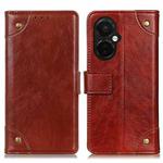 For OnePlus Nord CE 3 Lite Copper Buckle Nappa Texture Leather Phone Case(Brown)