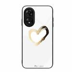 For OPPO A17 Colorful Painted Glass Phone Case(Golden Love)