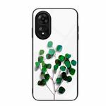 For OPPO A17 Colorful Painted Glass Phone Case(Sapling)