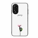 For OPPO A17 Colorful Painted Glass Phone Case(A Flower)