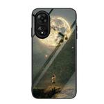 For OPPO A17 Colorful Painted Glass Phone Case(Moon)