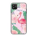 For Samsung Galaxy A04 Colorful Painted Glass Phone Case(Flamingo)