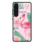 For Samsung Galaxy S23 5G Colorful Painted Glass Phone Case(Flamingo)