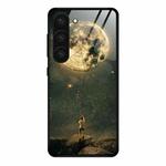 For Samsung Galaxy S23 5G Colorful Painted Glass Phone Case(Moon)