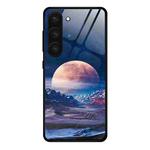 For Samsung Galaxy S23 5G Colorful Painted Glass Phone Case(Moon Hill)