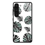 For Samsung Galaxy S23+ 5G Colorful Painted Glass Phone Case(Banana Leaf)