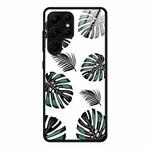For Samsung Galaxy S23 Ultra 5G Colorful Painted Glass Phone Case(Banana Leaf)