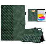 For iPad 10th Gen 10.9 2022 Rhombus Embossed Leather Smart Tablet Case(Green)