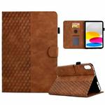 For iPad 10th Gen 10.9 2022 Rhombus Embossed Leather Smart Tablet Case(Brown)