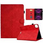 For iPad Pro 11 2018 / 2020 / 2021 Rhombus Embossed Leather Smart Tablet Case(Red)