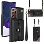 For Samsung Galaxy Note20 Ultra RFID Card Slot Leather Phone Case with Long Lanyard(Black)