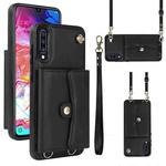 For Samsung Galaxy A50 RFID Card Slot Leather Phone Case with Long Lanyard(Black)