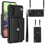 For Samsung Galaxy A71 5G RFID Card Slot Leather Phone Case with Long Lanyard(Black)