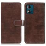 For Motorola Moto E13 4G 2023 Magnetic Crocodile Texture Leather Phone Case(Brown)