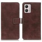 For Motorola Moto G53 5G Magnetic Crocodile Texture Leather Phone Case(Brown)