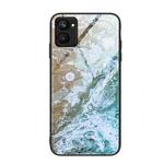 For Realme C33 Marble Pattern Glass Phone Case(Beach)