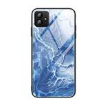 For Samsung Galaxy A04 Marble Pattern Glass Phone Case(Blue Ocean)