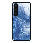 For Samsung Galaxy S23+ 5G Marble Pattern Glass Phone Case(Blue Ocean)