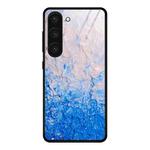 For Samsung Galaxy S23+ 5G Marble Pattern Glass Phone Case(Ocean Waves)