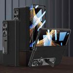 For Honor Magic VS GKK Magnetic Hinge Flip Leather Phone Case with Holder(Carbon Fibre)