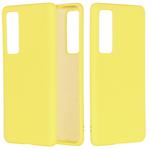 For Huawei Nova 7 Solid Color Liquid Silicone Dropproof Full Coverage Protective Case(Yellow)