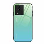 For vivo iQOO Neo7 Gradient Color Glass Phone Case(Green Cyan)