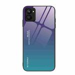 For Realme C33 Gradient Color Glass Phone Case(Aurora Blue)